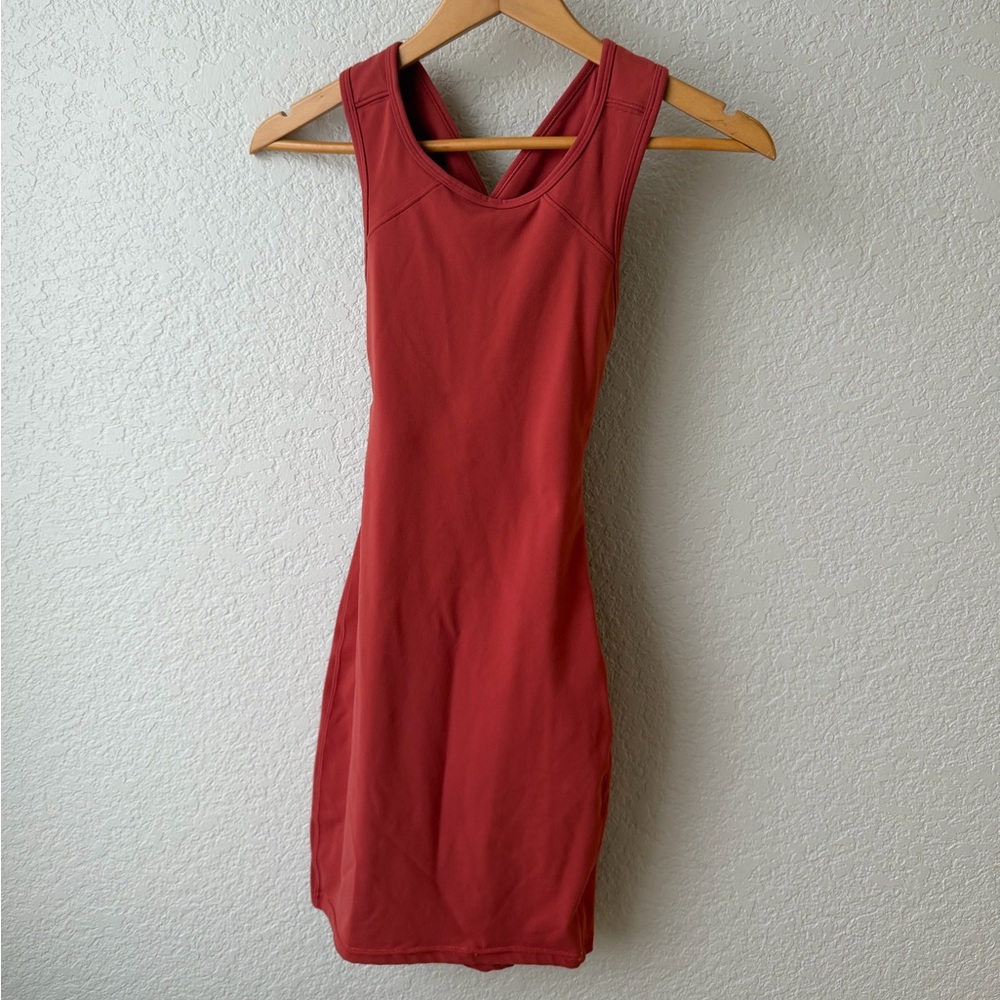 Lululemon Sleeveless Dress Muted Hot Coral Built-In Bra Mini Stretchy Size 0